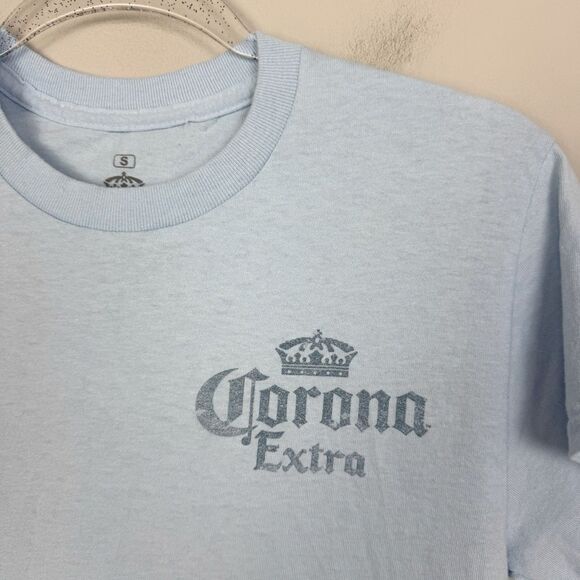 CORONA | Light Blue Corona Extra Tropical Theme Graphic Tee Unisex Size Small - Picture 4 of 7